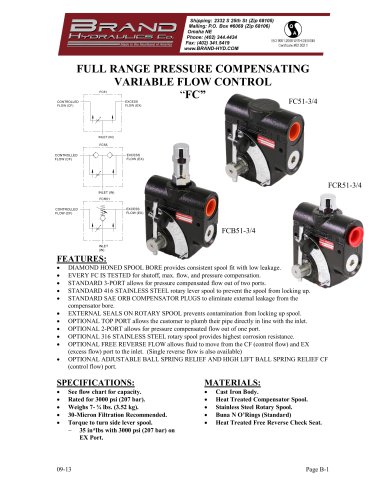 FC - Pressure compensated variable flow control