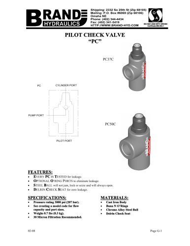 PC - Pilot check valve