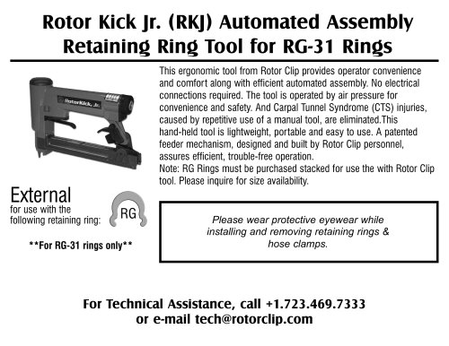 Rolor Kickjr. (RKJ) Automated Assembly Retaining Ring Tool for RG-31 Rings