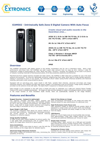 Intrinsically Safe Digital Camera iCAM502 Autofocus