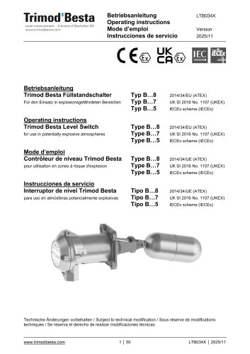 Operating instructions &ndash; types B&hellip;5&hellip;7&hellip;8