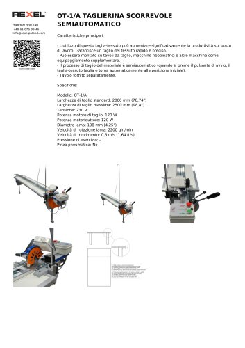 ОТ-1/А - OT-2/ATAGLIERINA SCORREVOLE SEMIAUTOMATICO, TAGLIATORE TESSILE