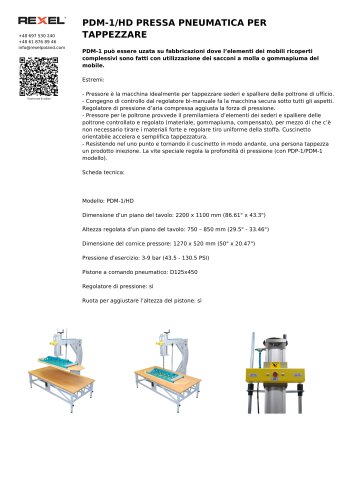 PDM-1/HD PRESSA PNEUMATICA PER TAPPEZZARE