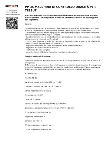 PP-3S MACCHINA DI CONTROLLO QUALIT&Agrave; PER TESSUTI