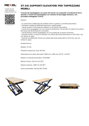 ST-3/K SUPPORTI ELEVATORI PER TAPPEZZARE MOBILI