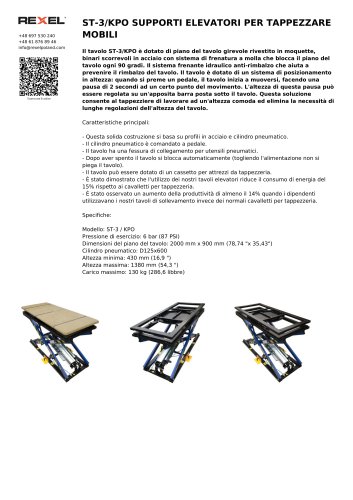 ST-3 KPO SUPPORTI ELEVATORI PER TAPPEZZARE MOBILI