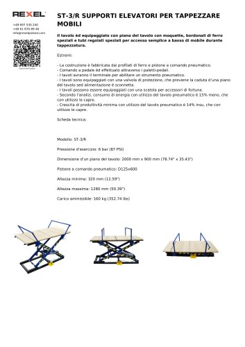 ST-3/R SUPPORTI ELEVATORI PER TAPPEZZARE MOBILI