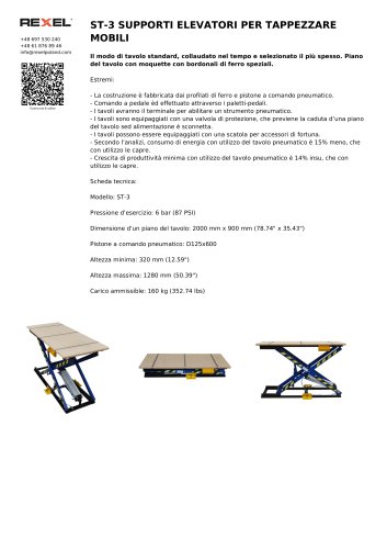 ST-3 SUPPORTI ELEVATORI PER TAPPEZZARE MOBILI