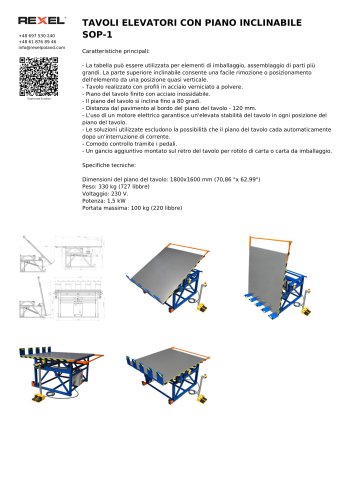 TAVOLI ELEVATORI CON PIANO INCLINABILE SOP-1