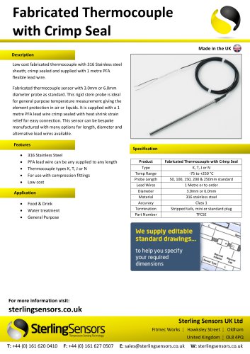 Fabricated Thermocouple with Crimp Seal