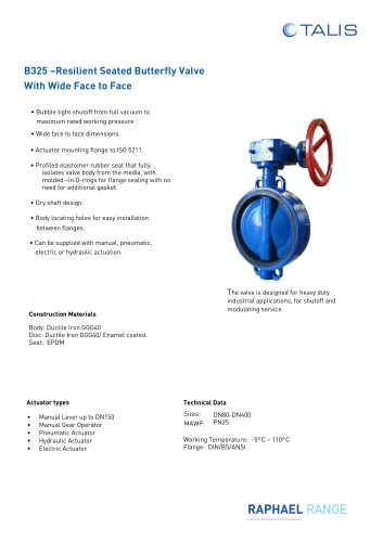 B325 –Resilient Seated Butterfly Valve