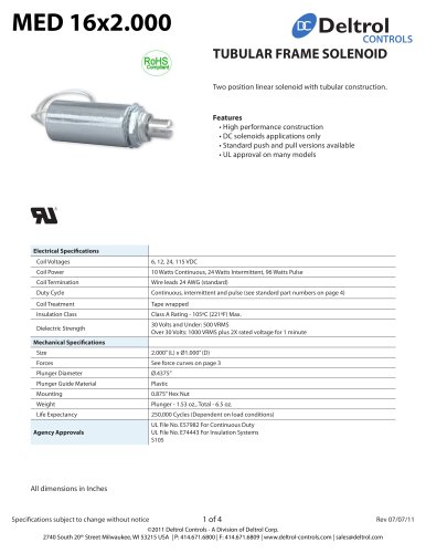 MED 16x2.000 Tubular Frame Solenoid