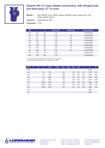 Strainer PN 10