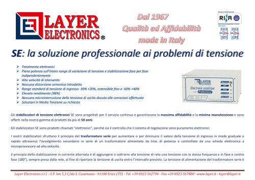 Stabilizzatori di Tensione serie SE