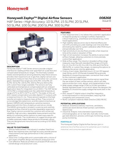 Honeywell ZephyrTM Digital Airflow Sensors