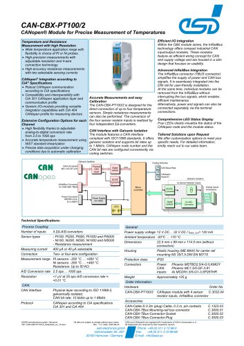 Data Sheet CAN-CBX-PT100/2