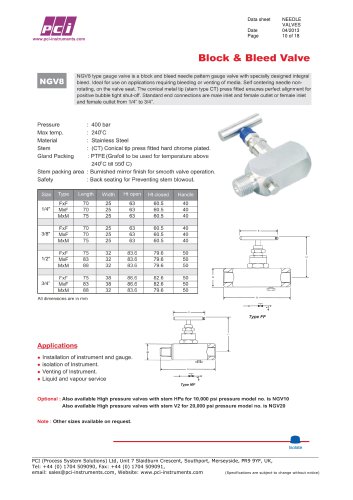 Block and Bleed Valve NGV8