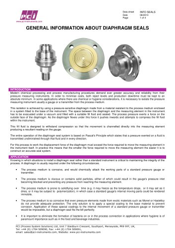 Diaphragm Seals - General Information