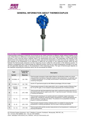 GENERAL INFORMATION ABOUT THERMOCOUPLES