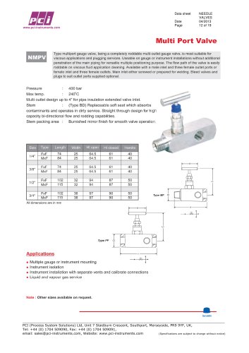 Multi Port Needle Valve NMPV, NMGT