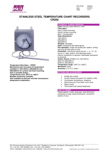 Pressure and Temperature Chart Recorder