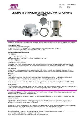 Pressure Switches - General Information