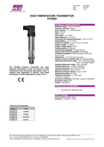 Pressure Transmitter with Cooling Coil