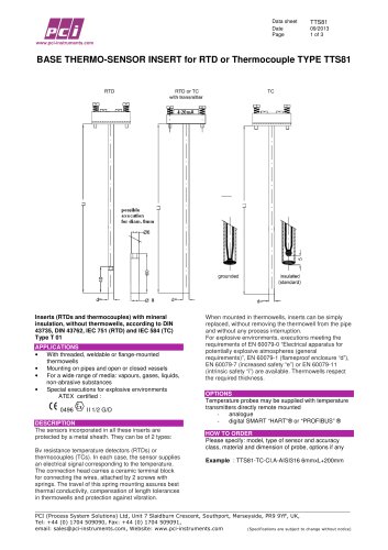 Thermo-Sensor Insert for RTD or Thermocouple TTS81