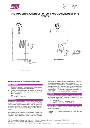 Thermocouple & RTD Assembly for Surface Measurement Type