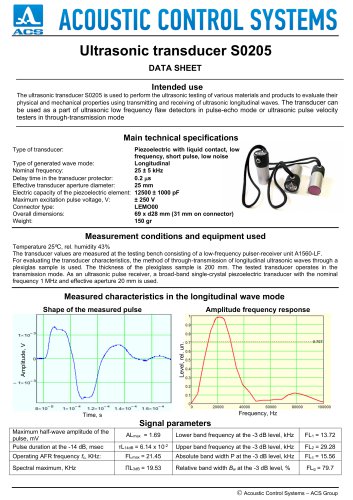 S0205 – Low frequency piezoelectric transducer 25 KHz