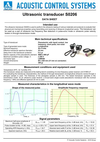 S0206 – Low frequency piezoelectric transducer 50 KHz