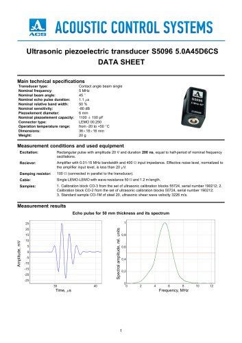 S5096 – angle-beam transducer 5 MHz / 45°