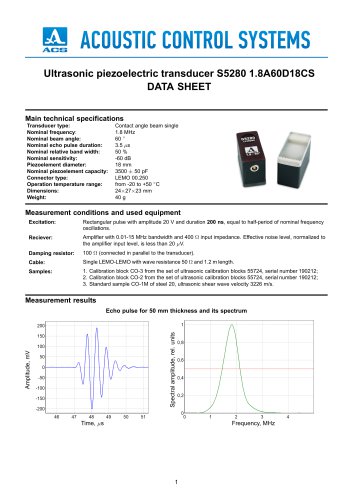 S5280 – angle-beam transducer 1,8 MHz / 60°