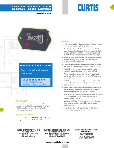 Instrumentation 732K LCD Hour Meter