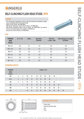 SELF-CLINCHING FLUSH HEAD STUDS - IPFH