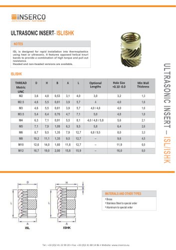 Ultrasonic Inserts