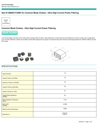 Common Mode Chokes - Ultra High Current Power Filtering