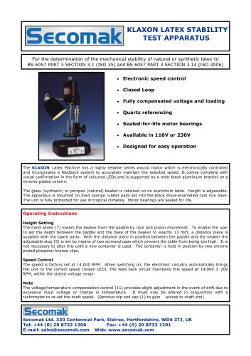 Klaxon Latex Stability Test Apparatus (NST) Machine