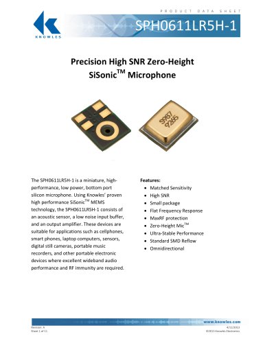 SPH0611LR5H-1 Surface mount MEMS