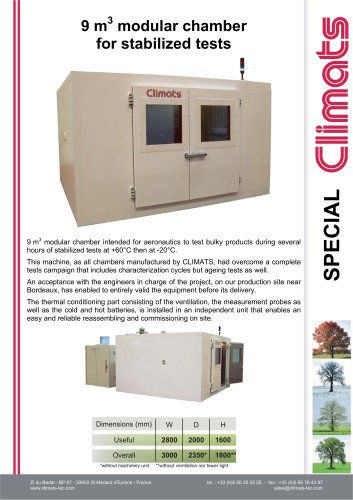 9 m3  modular chamber for stabilized tests