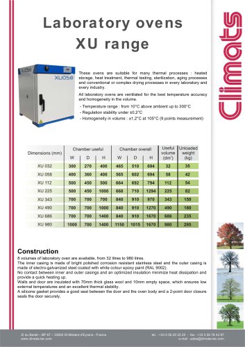 Laboratory Oven - XU range