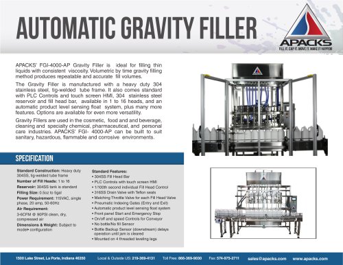 Automatic Gravity Filling Machine