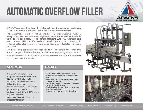 Automatic Pressure Overflow Filler