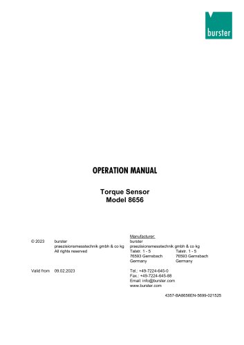 Operation manual Torque Sensor Model 8656