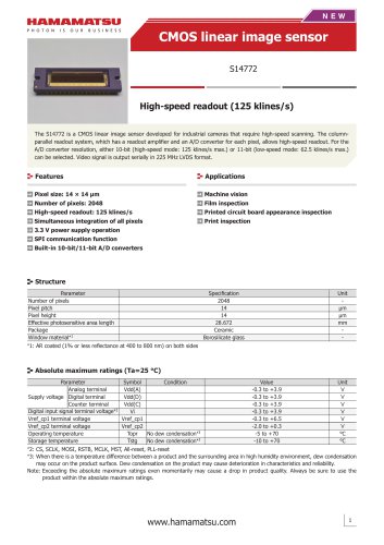 CMOS linear image sensor S14772