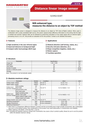 Distance linear image sensor S15452-01WT