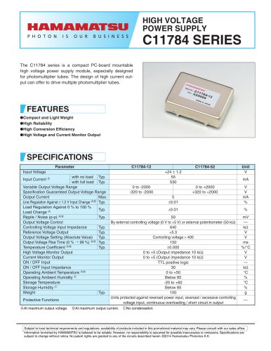 HIGH VOLTAGE POWER SUPPLY C11784 SERIES