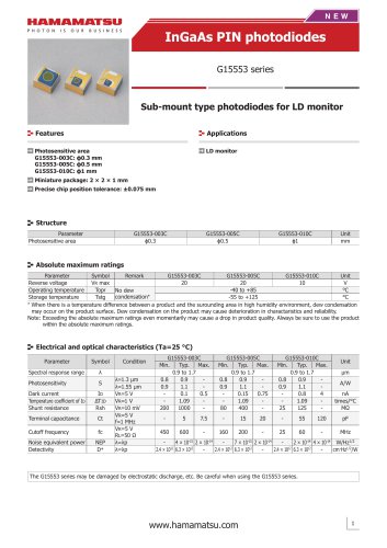 InGaAs PIN photodiodes G15553 series