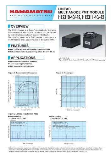 LINEAR MULTIANODE PMT MODULE H12310-40/-42, H12311-40/-42