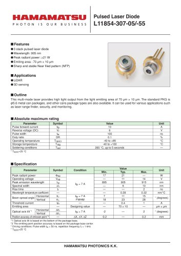 Pulsed Laser Diode L11854-307-05/-55